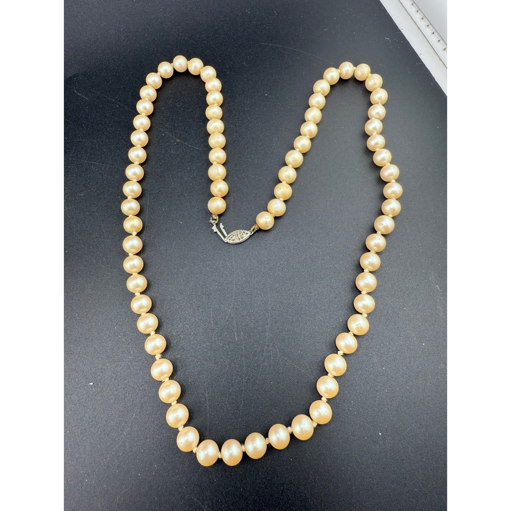 Vintage‎ Glass Imitation Pearl Necklace 26" - Picture 2 of 7